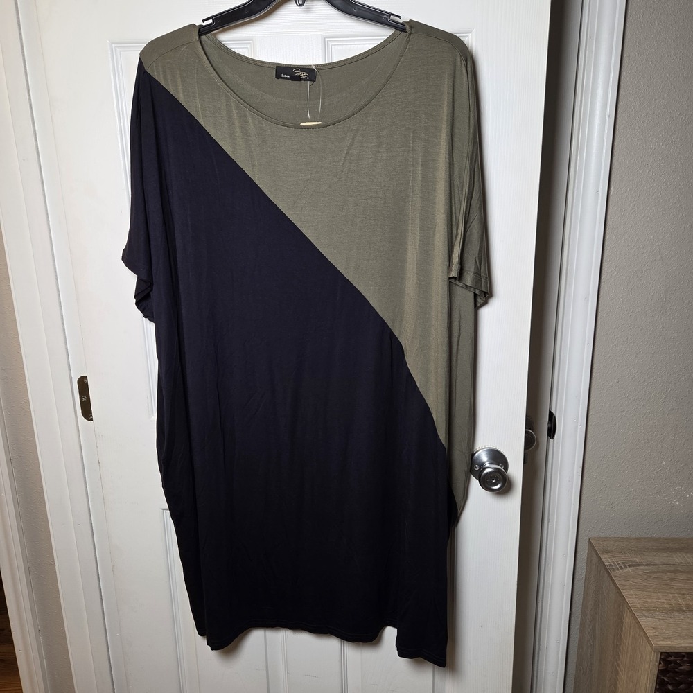 Suzanne Betro sz‎ 1X Colorblock Cocoon dress NWT blue/green casual stretch soft